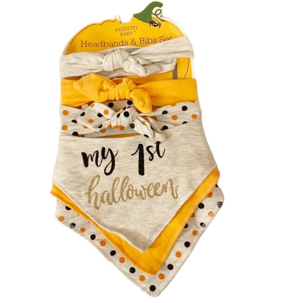 BABY Bibs and Headbands My First Halloween NWOT